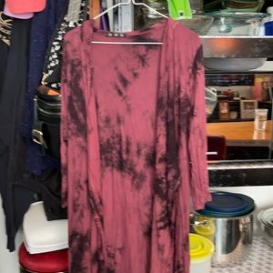Purple and black tie dye duster